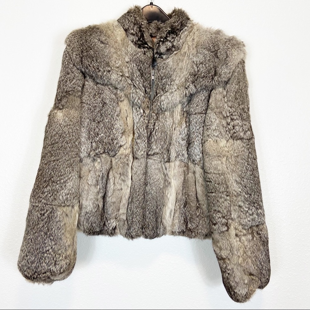 '80s Wilson Leather Natural Rabbit Gray Fur Coat